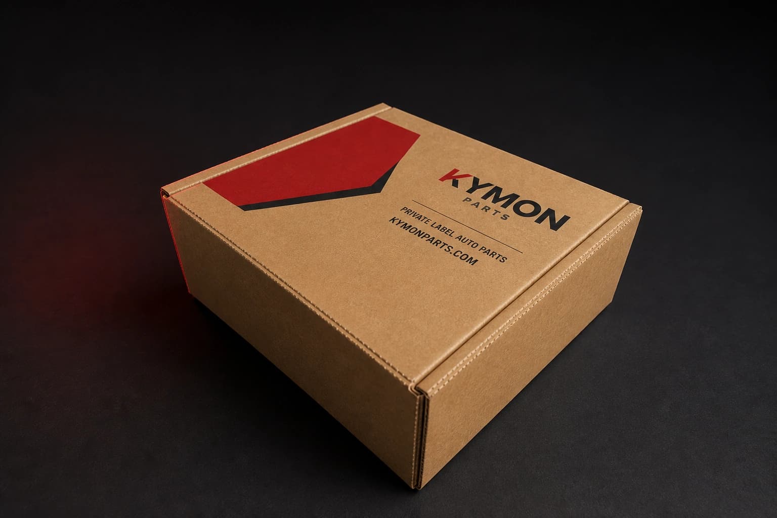 Concepto de caja de envío para autopartes de marca propia KYMON