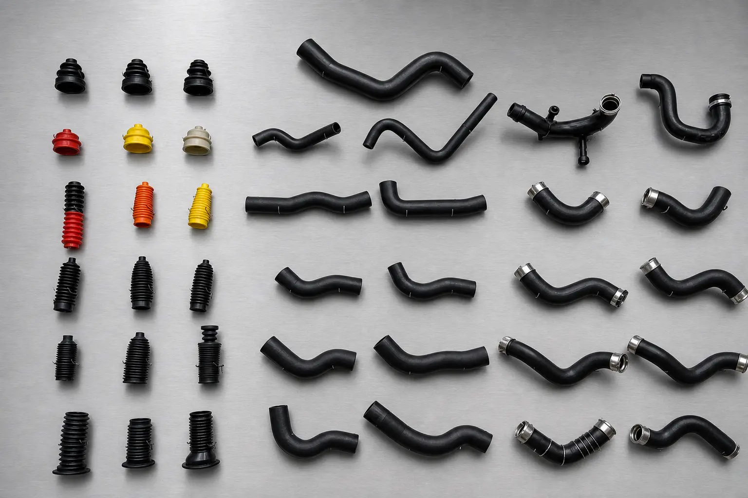 Automotive rubber boots, bellows, and molded hoses arranged for a factory-direct RFQ